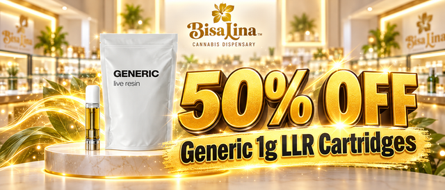 Cannabis Promo, Cannabis Sales, Cannabis Discounts, Cannabis on Sale, 50% Generic 1g LLR Cartridges