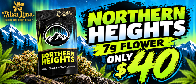 Cannabis Promo, Cannabis Sales, Cannabis Discounts, Cannabis on Sale, Northern Heights 7g Flower Only $40
