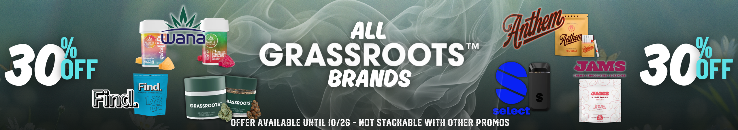 Cannabis Promo, Cannabis Sales, Cannabis Discounts, Cannabis on Sale, Grassroots 30% OFF