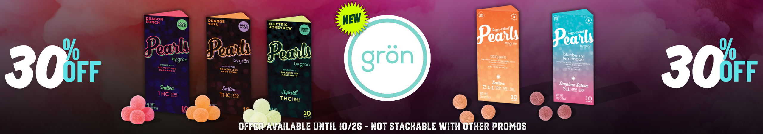 Cannabis Promo, Cannabis Sales, Cannabis Discounts, Cannabis on Sale, 30% OFF GRON Rosin Gummies!