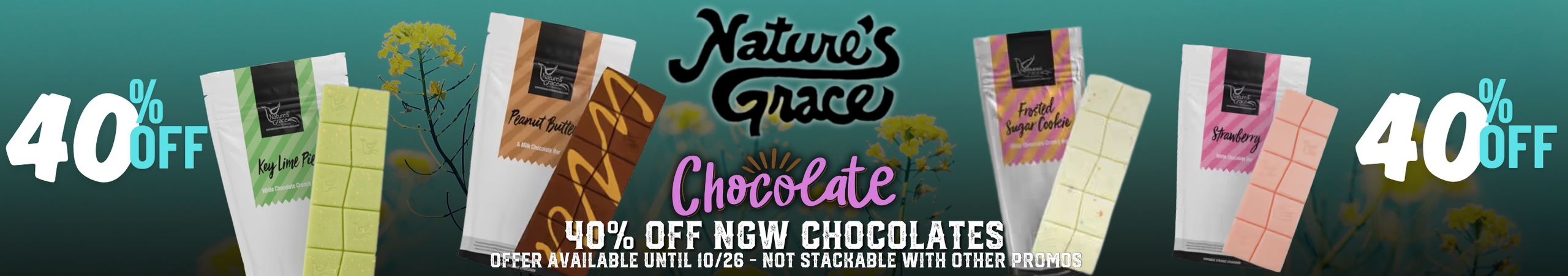 Cannabis Promo, Cannabis Sales, Cannabis Discounts, Cannabis on Sale, NGW Chocolate 40% OFF