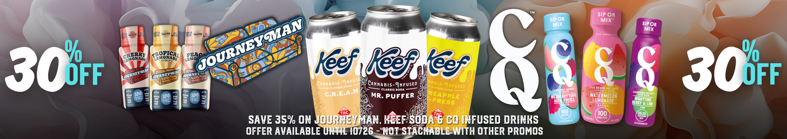 Cannabis Promo, Cannabis Sales, Cannabis Discounts, Cannabis on Sale, CQ, KEEF, Journeyman & Breez 35% Off!