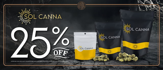 Cannabis Promo, Cannabis Sales, Cannabis Discounts, Cannabis on Sale, Sol-Canna 25% Off!