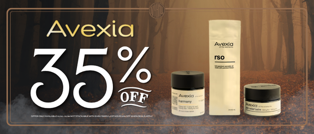 Cannabis Promo, Cannabis Sales, Cannabis Discounts, Cannabis on Sale, Avexia 35% Off!