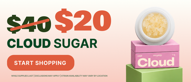 Cannabis Promo, Cannabis Sales, Cannabis Discounts, Cannabis on Sale, $20 Cloud Sugar - ALL WEEKEND LONG!