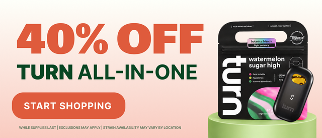 Cannabis Promo, Cannabis Sales, Cannabis Discounts, Cannabis on Sale, 40% Off TURN Vapes - ALL WEEKEND LONG!
