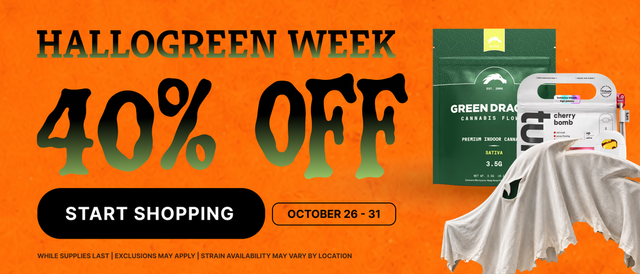 Cannabis Promo, Cannabis Sales, Cannabis Discounts, Cannabis on Sale, Scary good savings! 40% Off Select Products. 👻